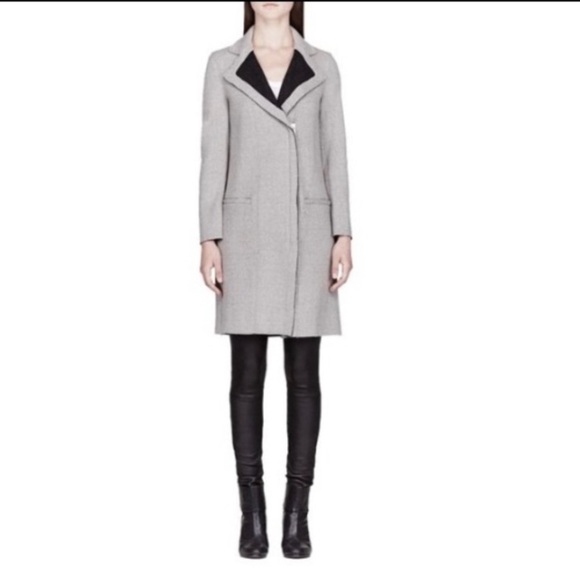 Helmet Lang Long Line Wool Blend Grey Black Zip Front Coat Sz Sm Retails… - Picture 1 of 14